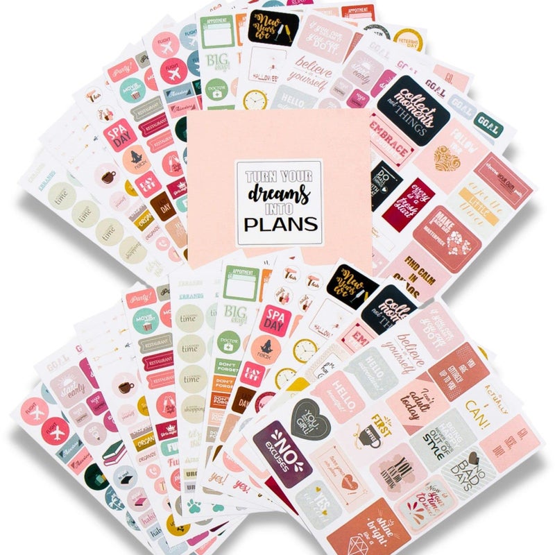 لامير ملصقات Lamare Planner أكثر من 1000 ملصق سجل القصاصات - ملصقات مجلة ملهمة وتحفيزية - ملحقات مخططة وملصقات لحزمة المخططين وملصقات التقويم لمخطط البالغين - Image 1
